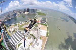 World's highest Bungy (233m) in Macau, China